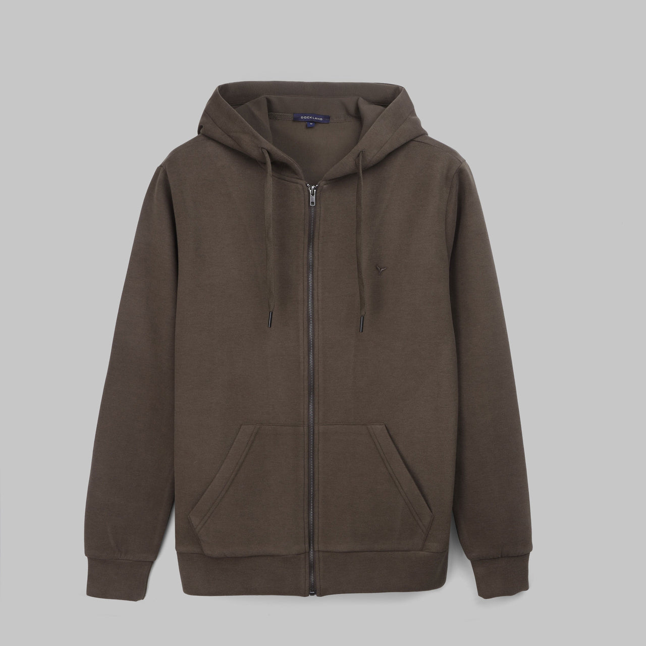 PREMIUM BASIC ZIP-THROUGH HOODIE - BROWN