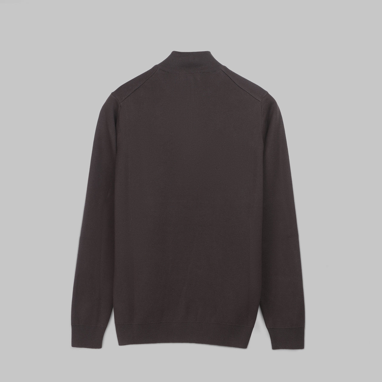 BASIC HALF-ZIP SWEATER - BROWN