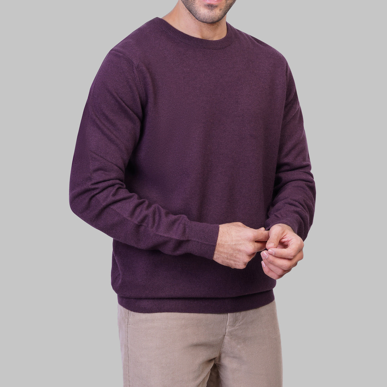 ROUND-NECK SWEATER - WINE
