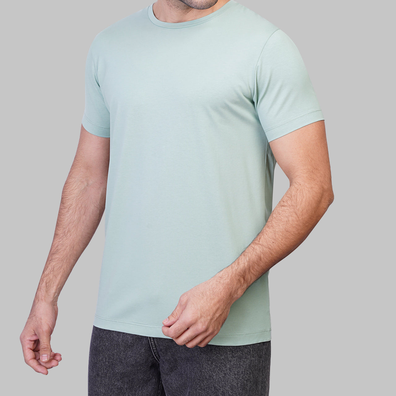 Premium Round-Neck Tshirt  - GREEN PASTEL