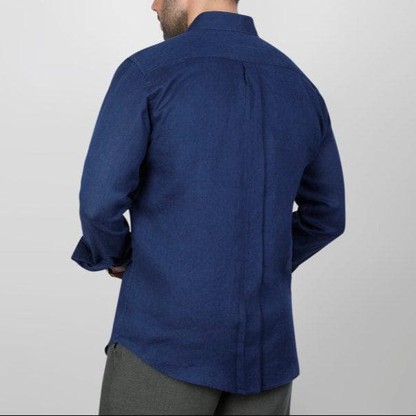 LONG SLEEVE LINEN SHIRT  - NAVY- Dockland