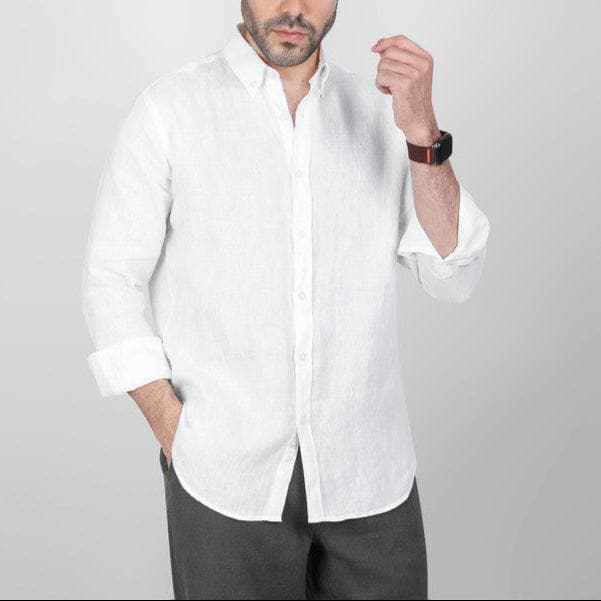 LONG SLEEVE LINEN SHIRT  - OFF WHITE- Dockland