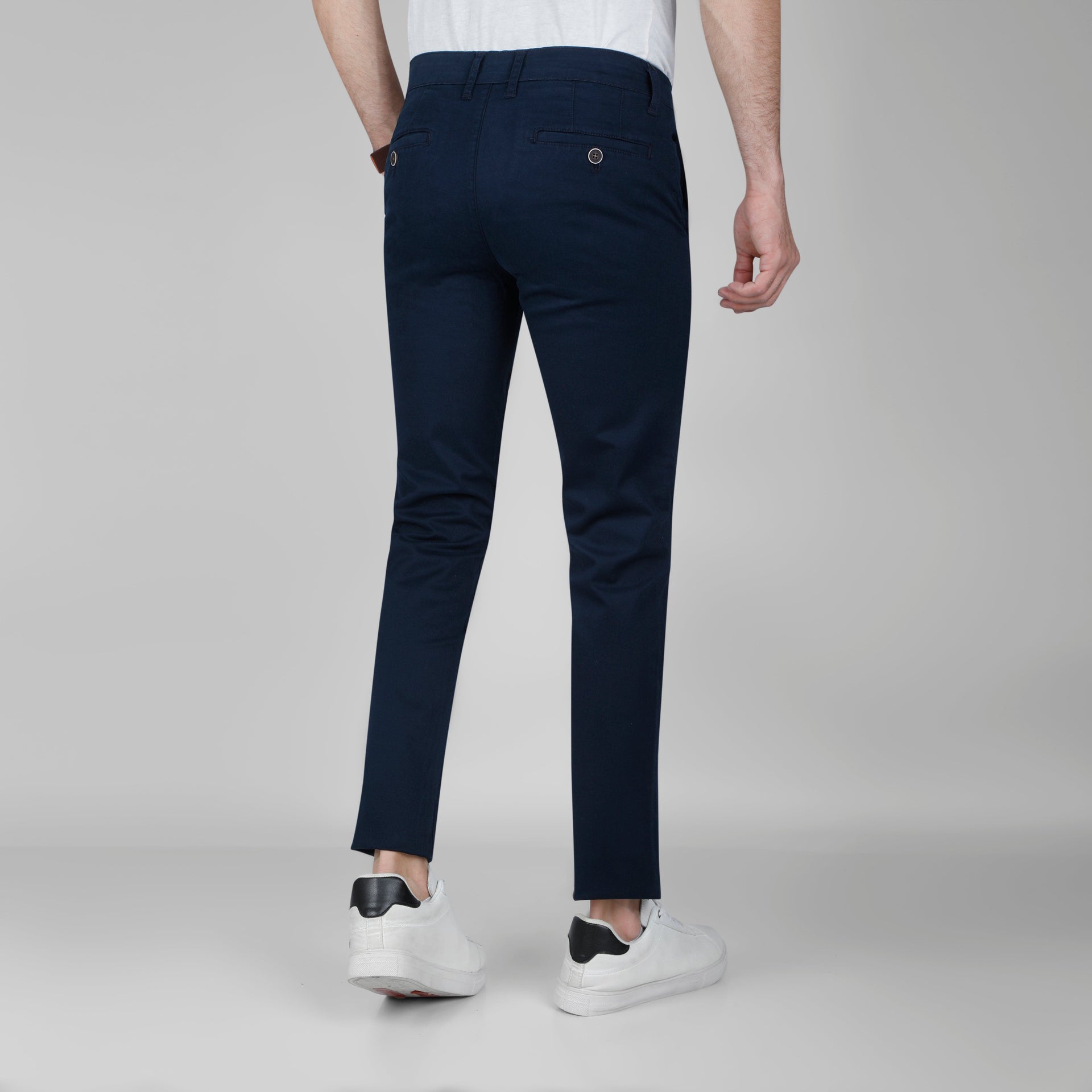 SLIM FIT CHINO TROUSERS  - NAVY - Dockland