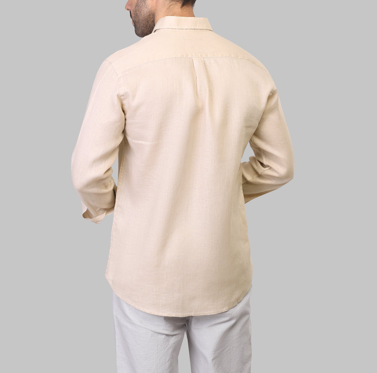 LONG SLEEVE LINEN SHIRT  - BEIGE - Dockland