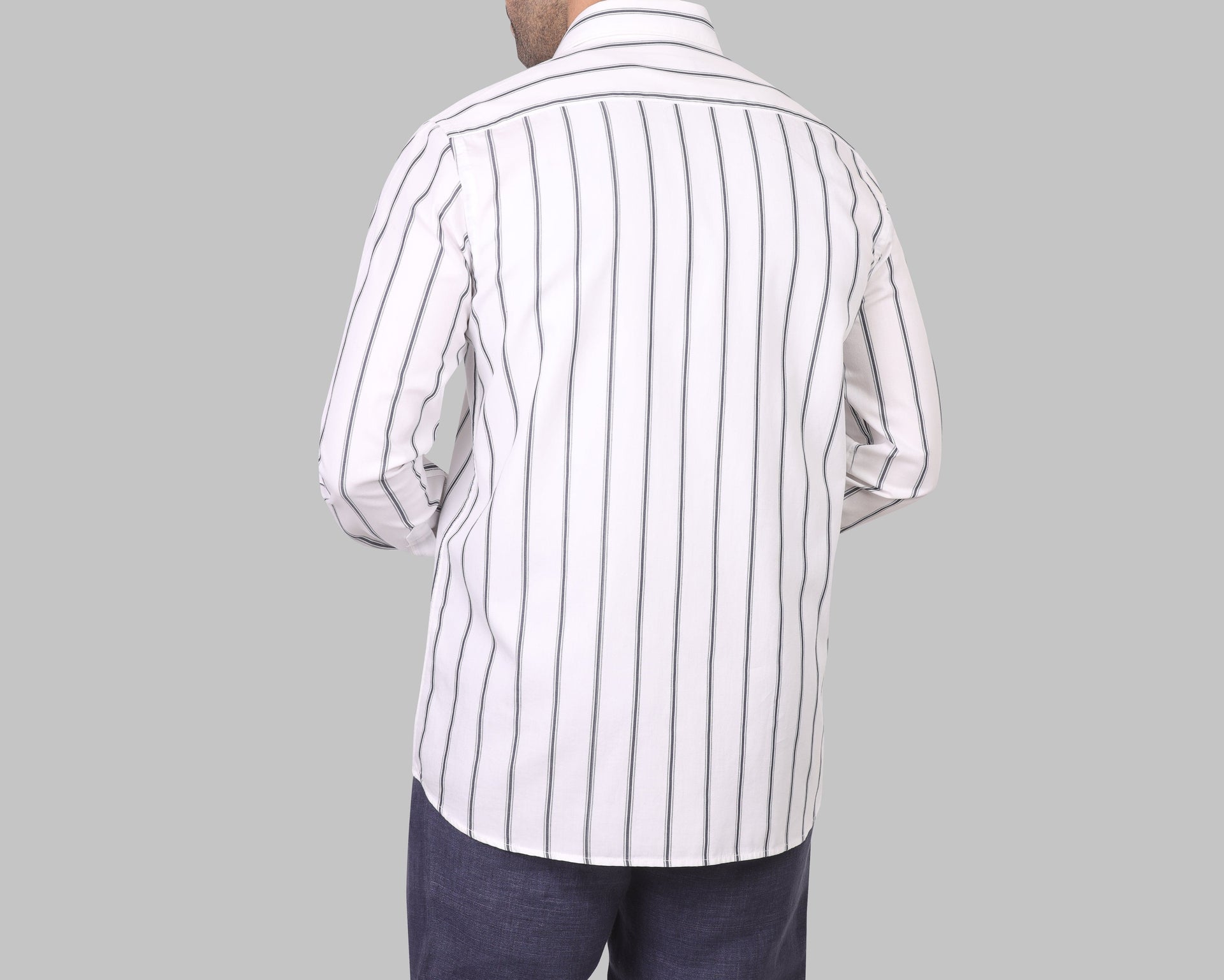 LONG SLEEVE STRIPED SHIRT- WHITE - Dockland