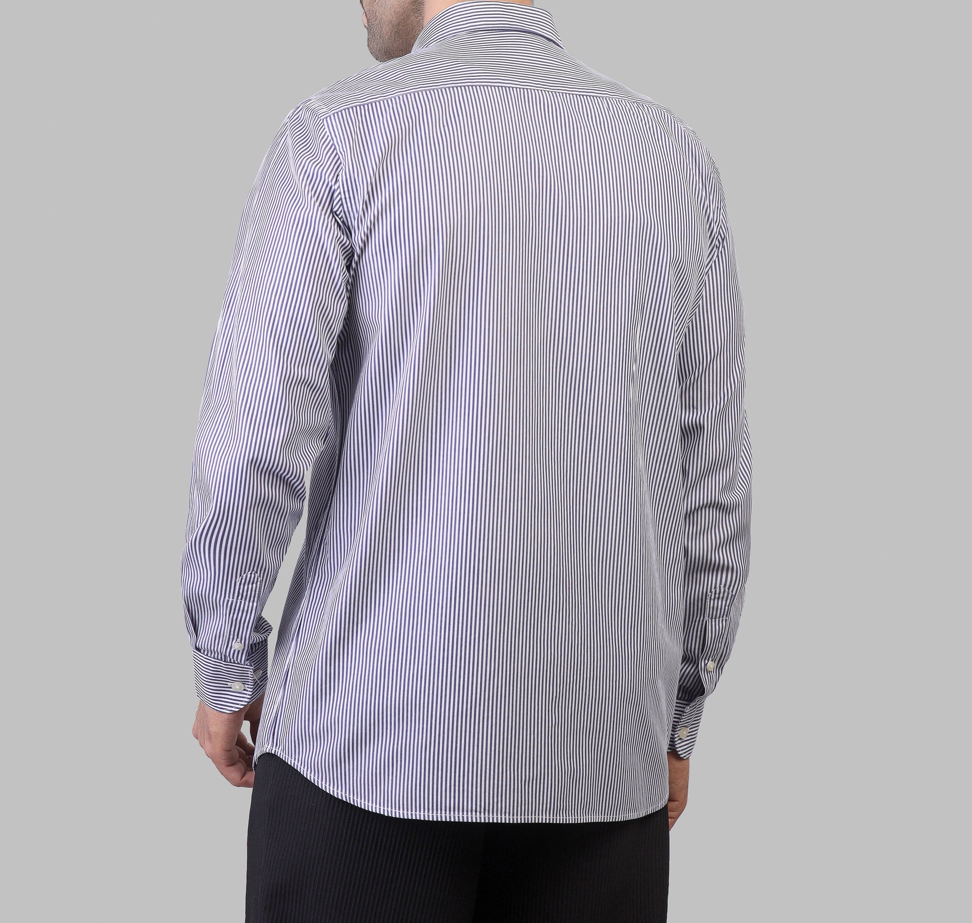LONG SLEEVE STRIPED SHIRT- BLUE - Dockland
