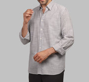 LONG SLEEVE STRIPED SHIRT- GREY - Dockland