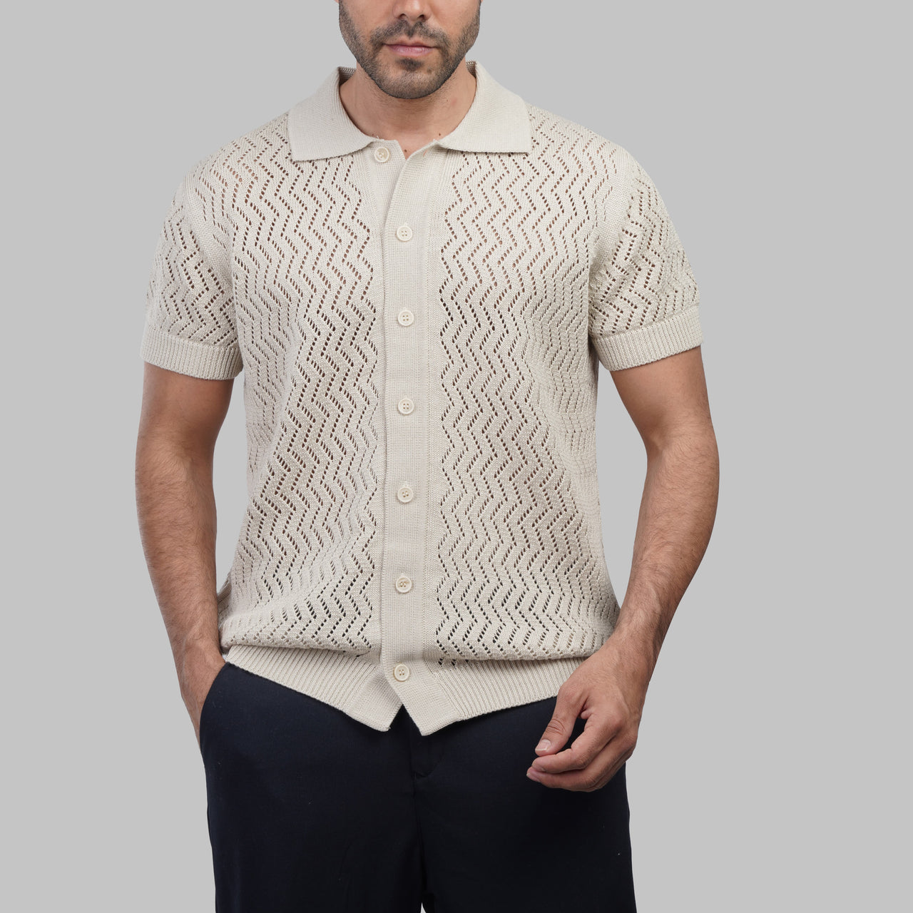 TEXTURED KNIT POLO SHIRT - Dockland