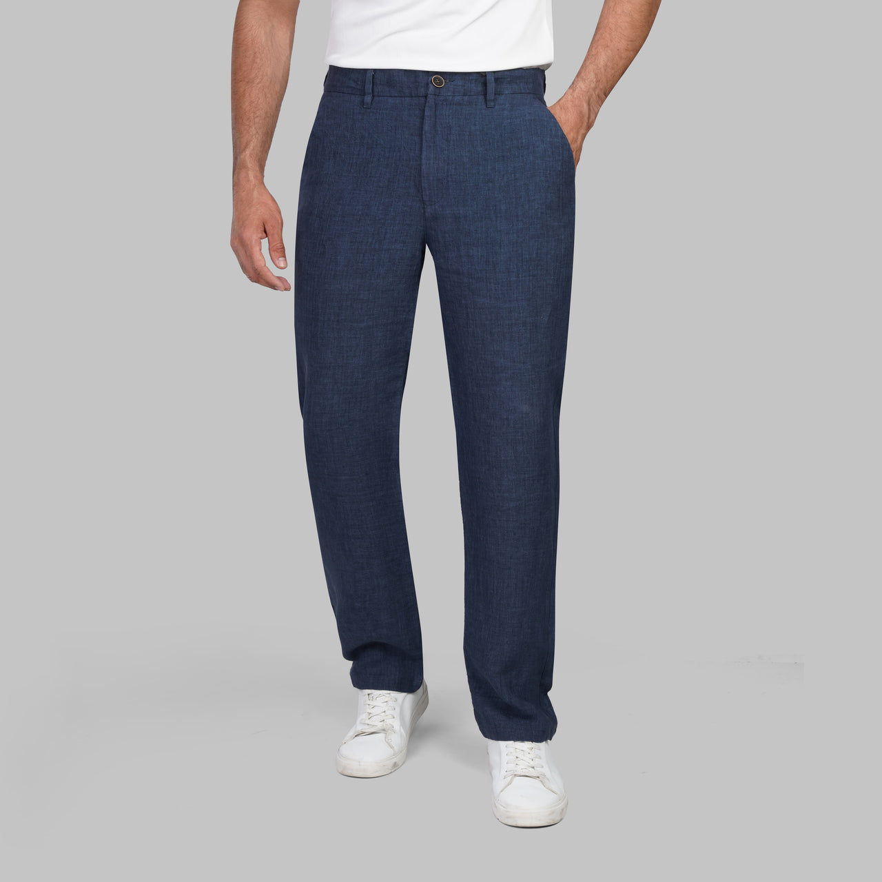 Shop Men’s Refined Tapered navy Linen Pants for Summer 2026 in Egypt by dockland - تسوق بنطلون كتان رجالي ضيق نيفي لصيف 2026 من دوكلاند للملابس الرجالي في مصر