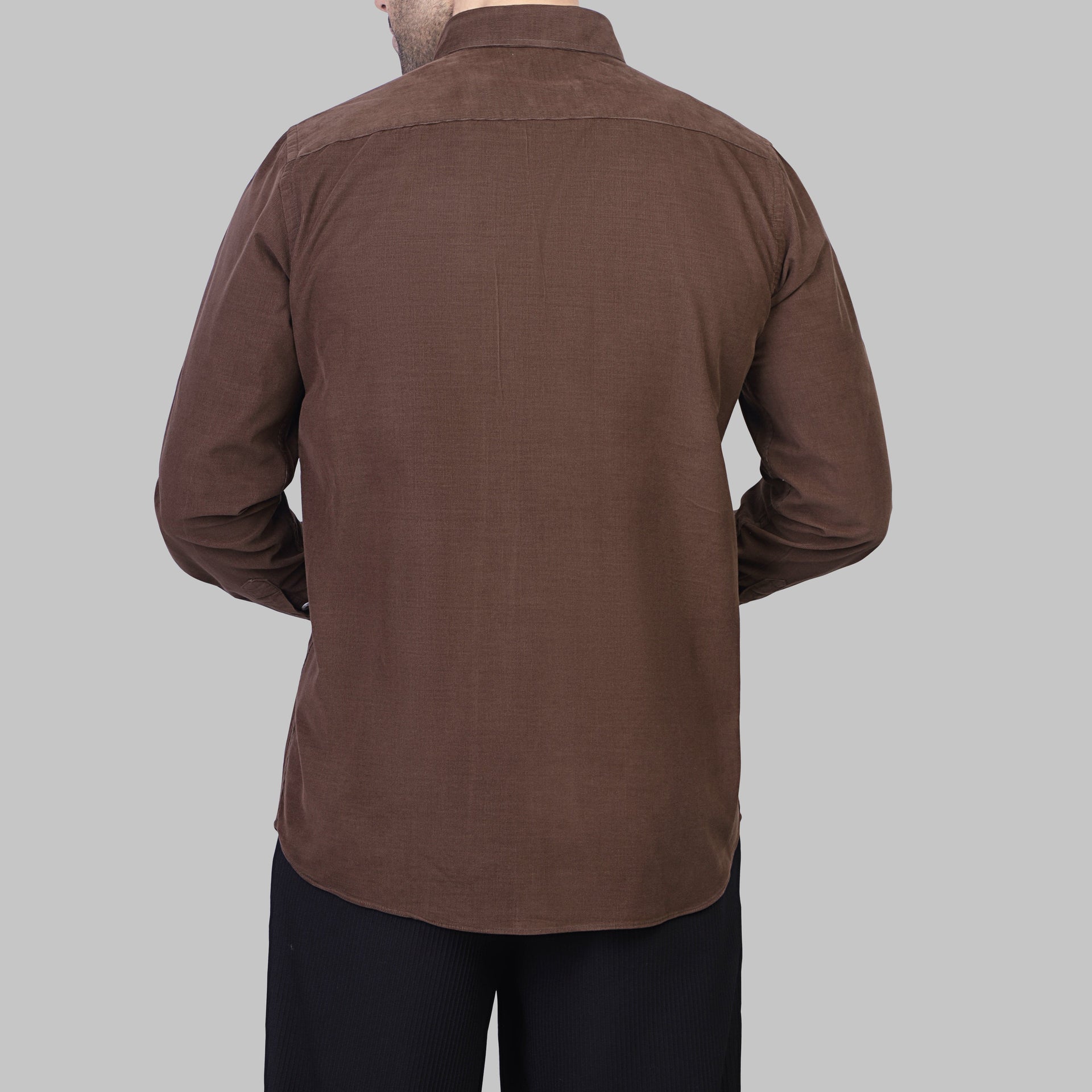 LONG SLEEVE CORDUROY SHIRT- BROWN - Dockland