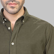 LONG SLEEVE CORDUROY SHIRT- OLIVE - Dockland