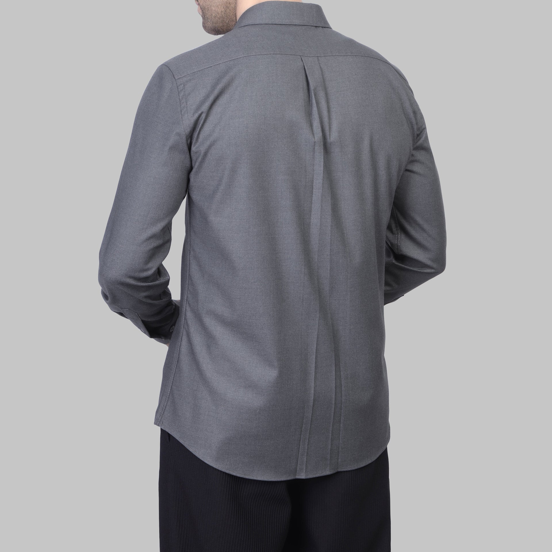 LONG SLEEVE WOOL SHIRT- CHARCOAL - Dockland