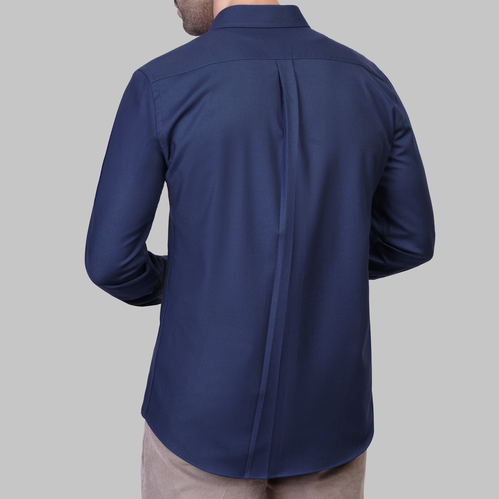 LONG SLEEVE WOOL SHIRT- NAVY - Dockland