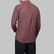 LONG SLEEVE WOOL SHIRT- WINE - Dockland