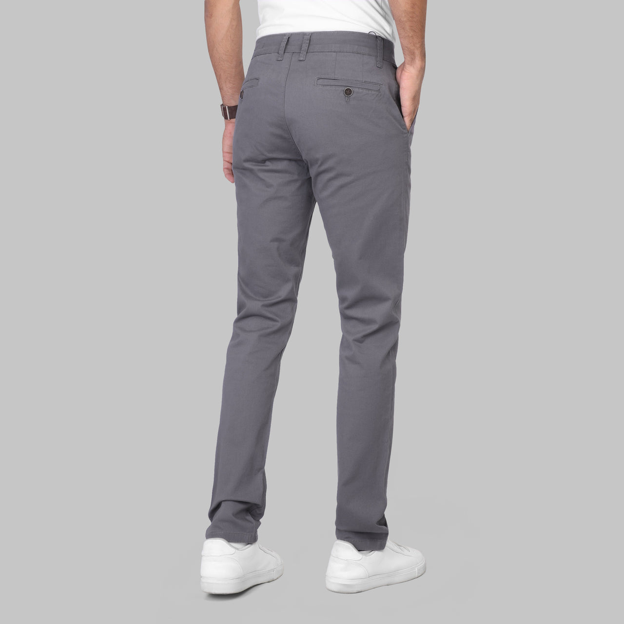 SLIM FIT CHINO TROUSERS  - DARK GREY - Dockland