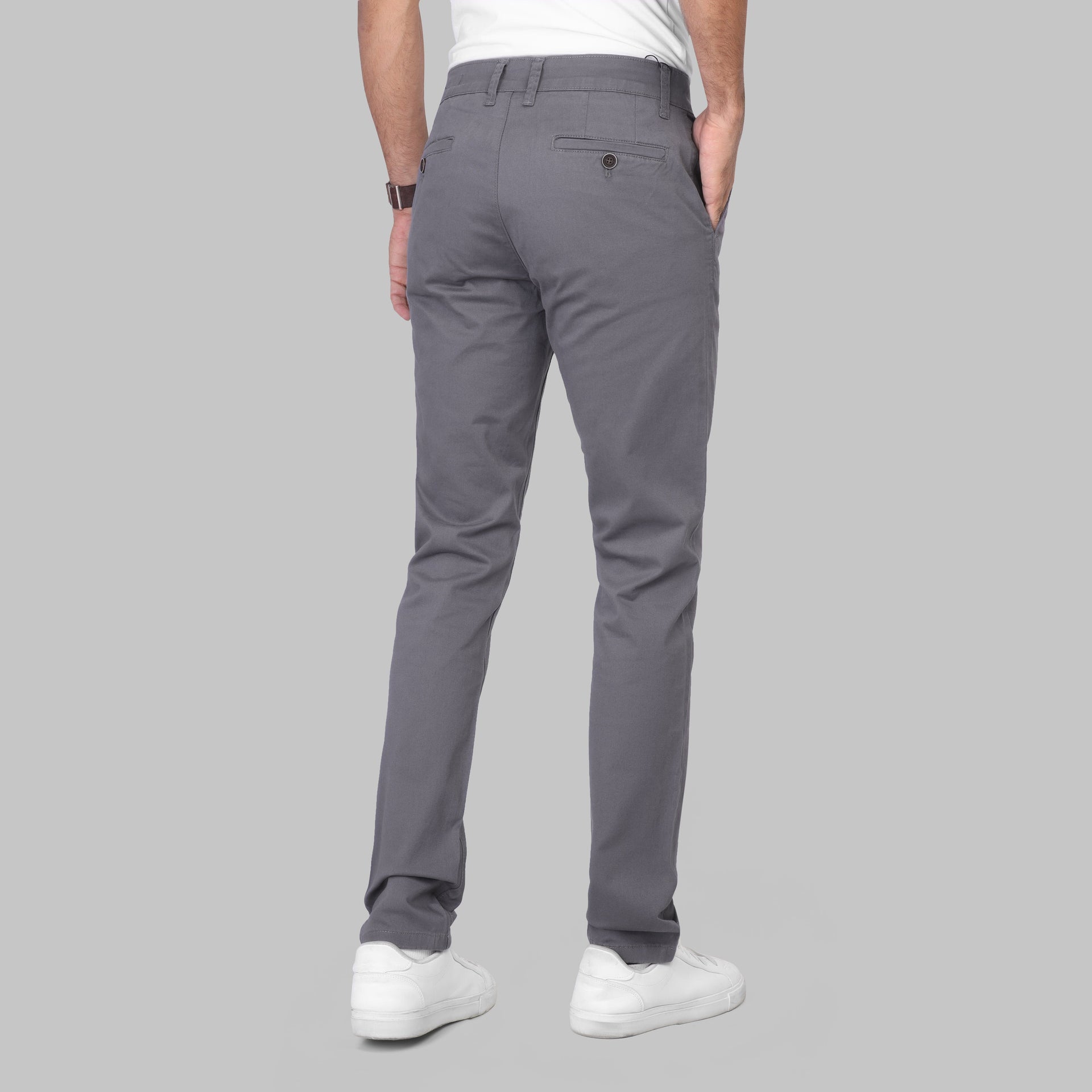 SLIM FIT CHINO TROUSERS  - DARK GREY - Dockland