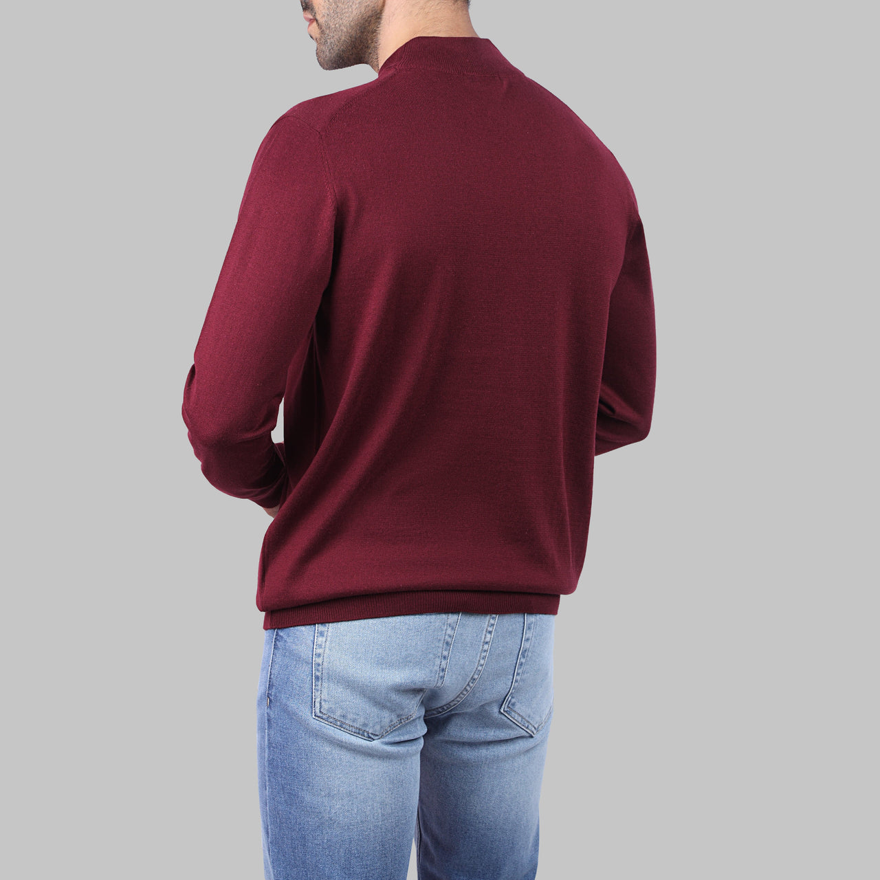 BASIC HALF-NECK SWEATER - WINE