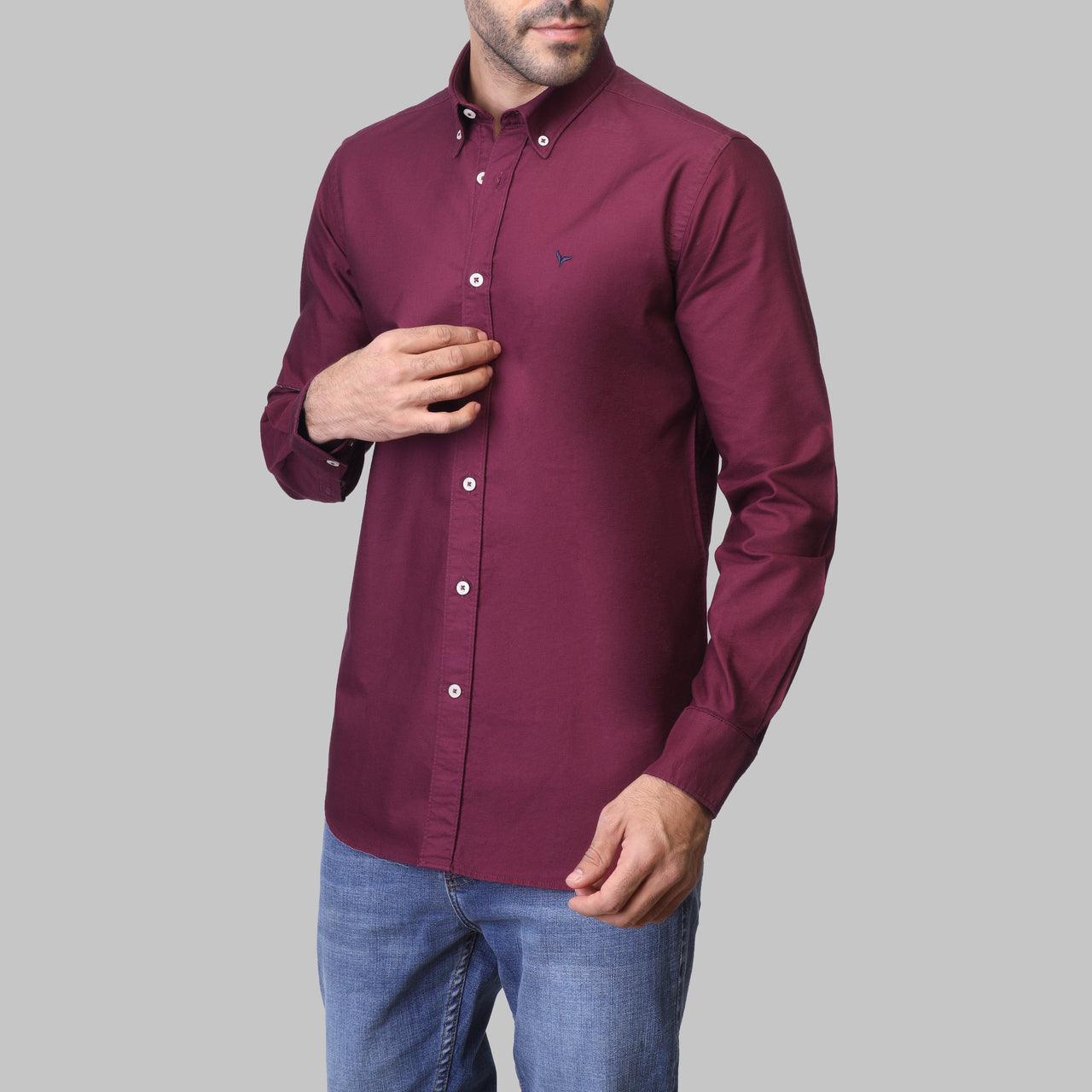 SLIM-FIT OXFORD SHIRT  - WINE - Dockland