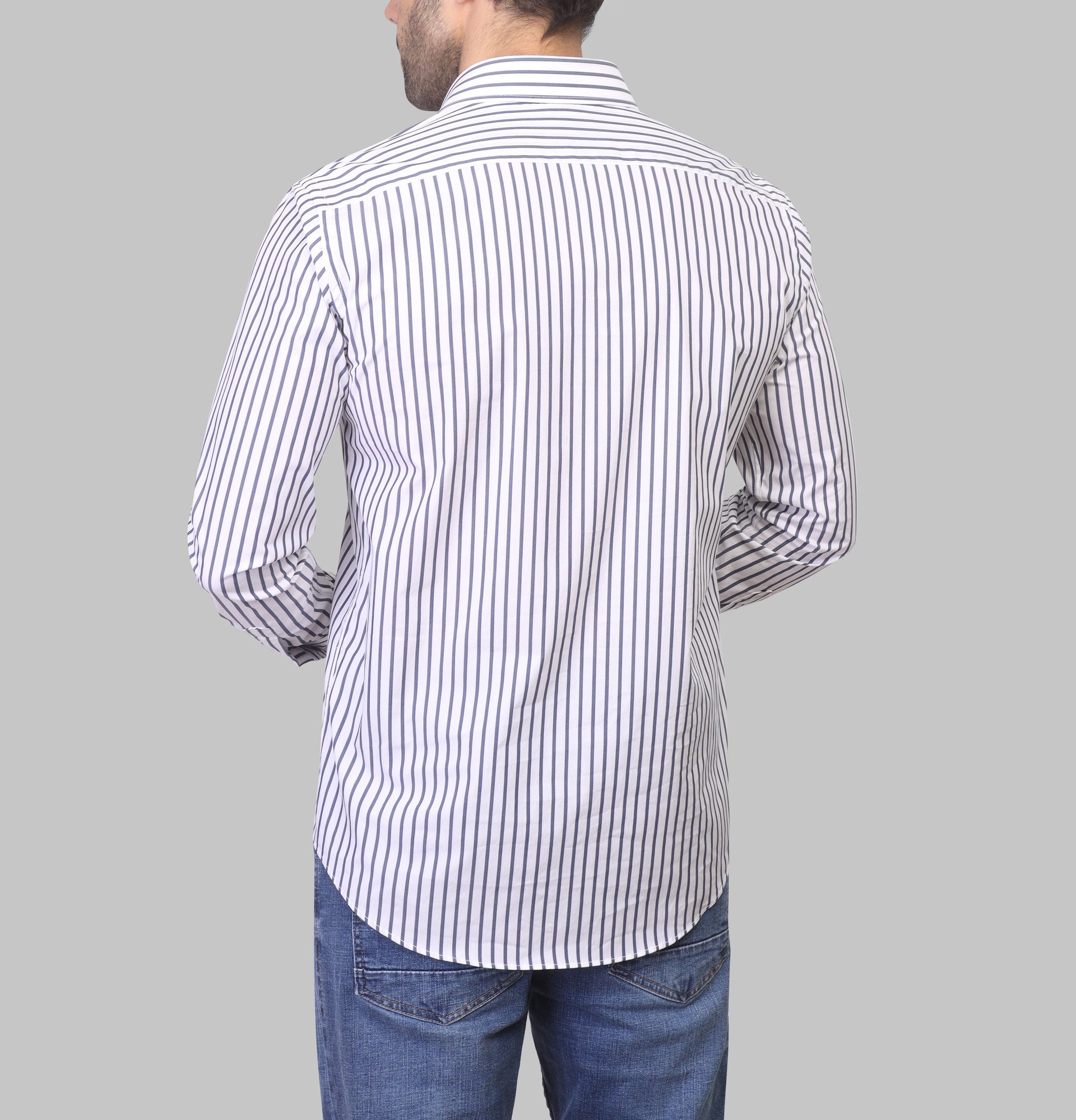 LONG SLEEVE STRIPED SHIRT- WHITE - Dockland