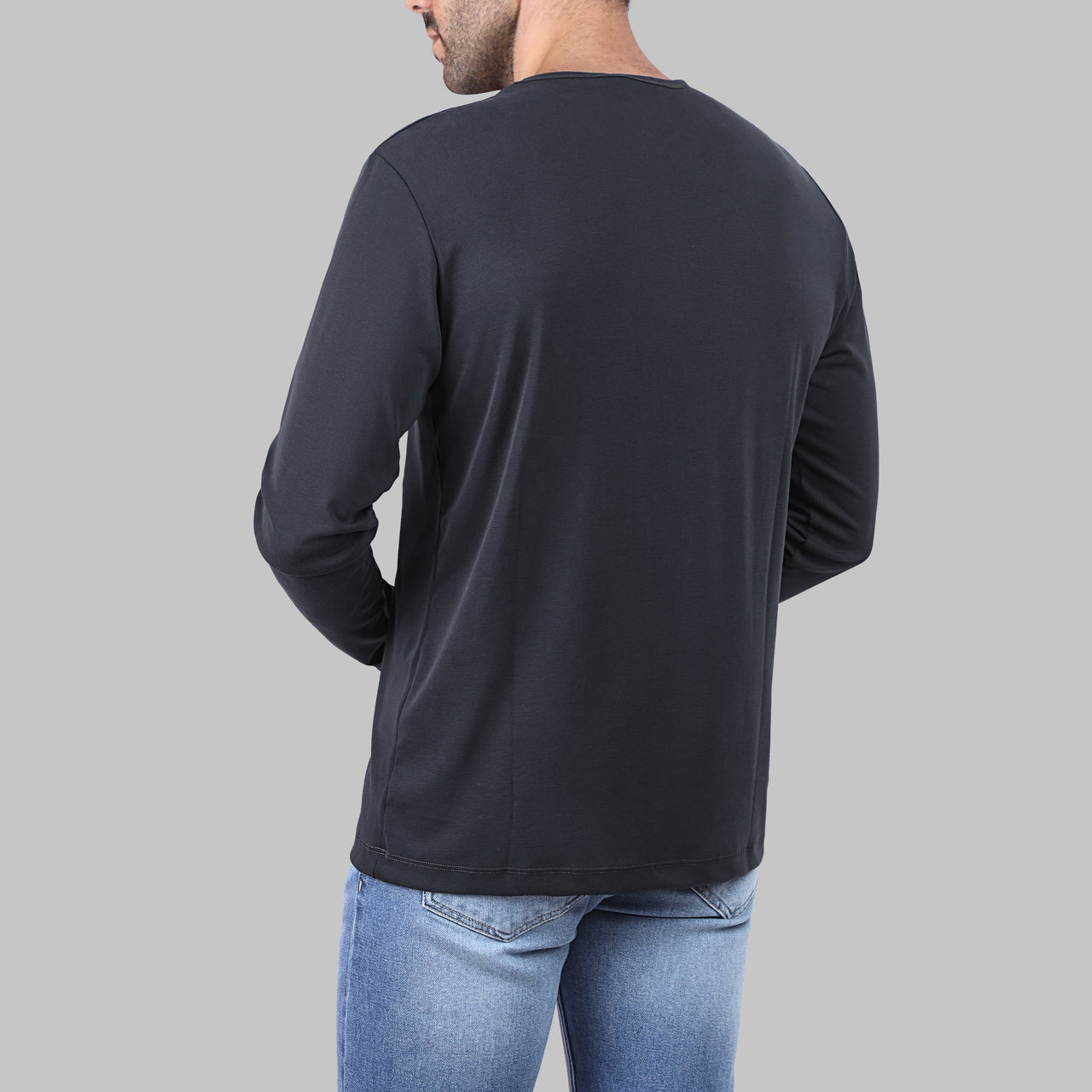 LONG SLEEVE SLIM T-SHIRT - BLACK