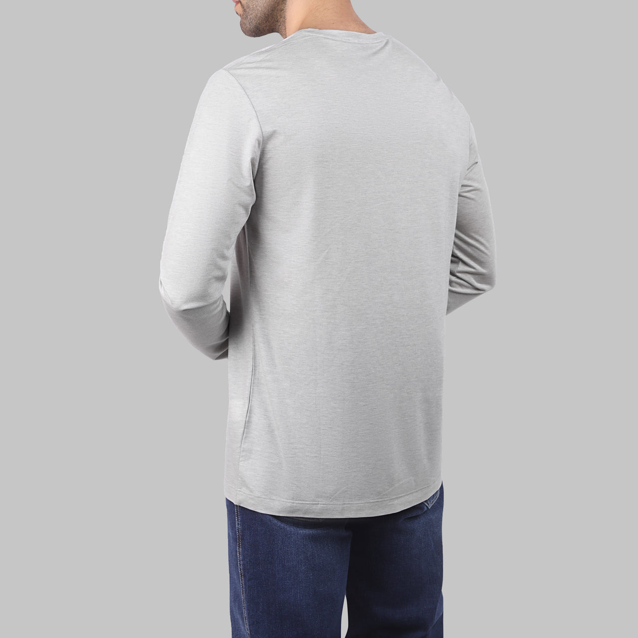 PREMIUM ROUND-NECK LONG-SLEEVE T-SHIRT  - GREY