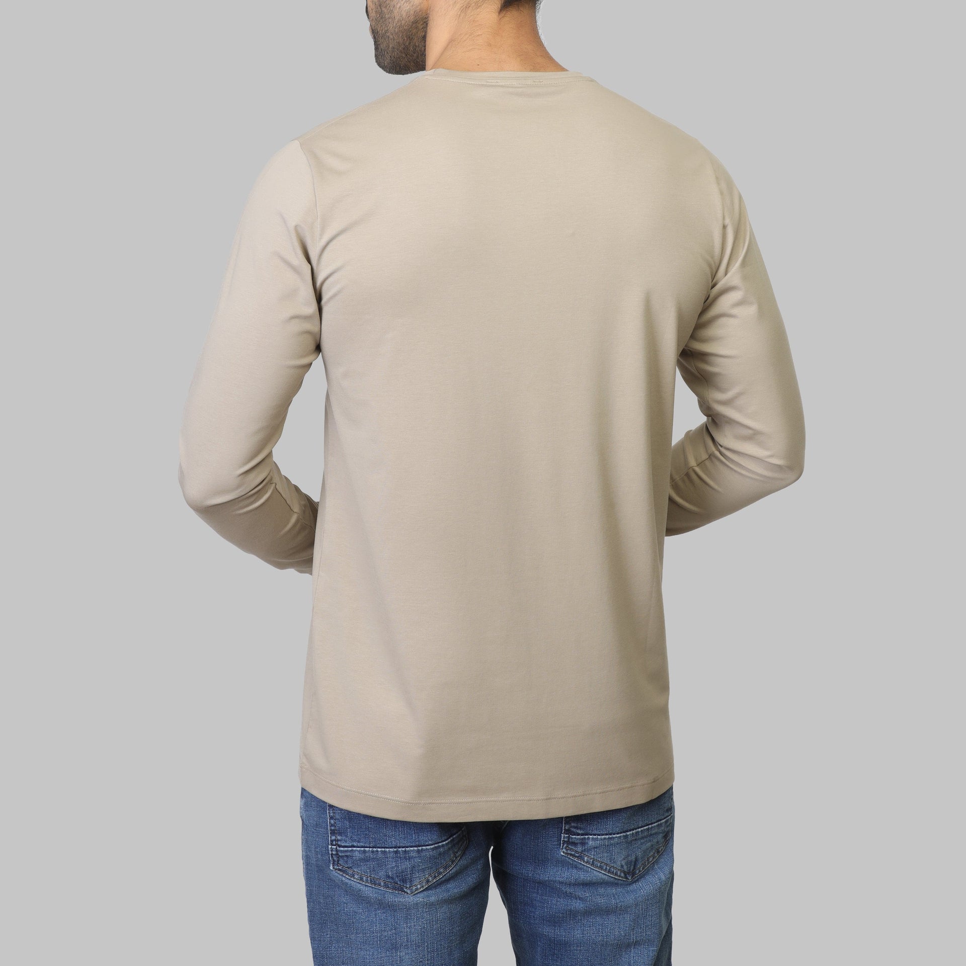 PREMIUM LONG SLEEVE SLIM T-SHIRT – BEIGE - Dockland