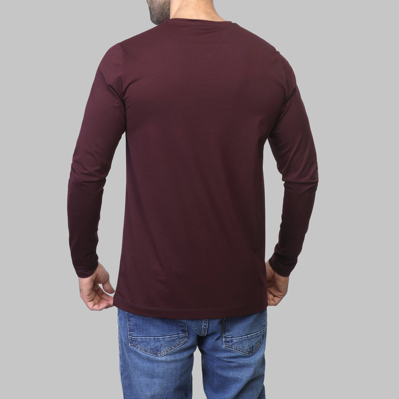 PREMIUM LONG SLEEVE SLIM T-SHIRT – BURGUNDY - Dockland