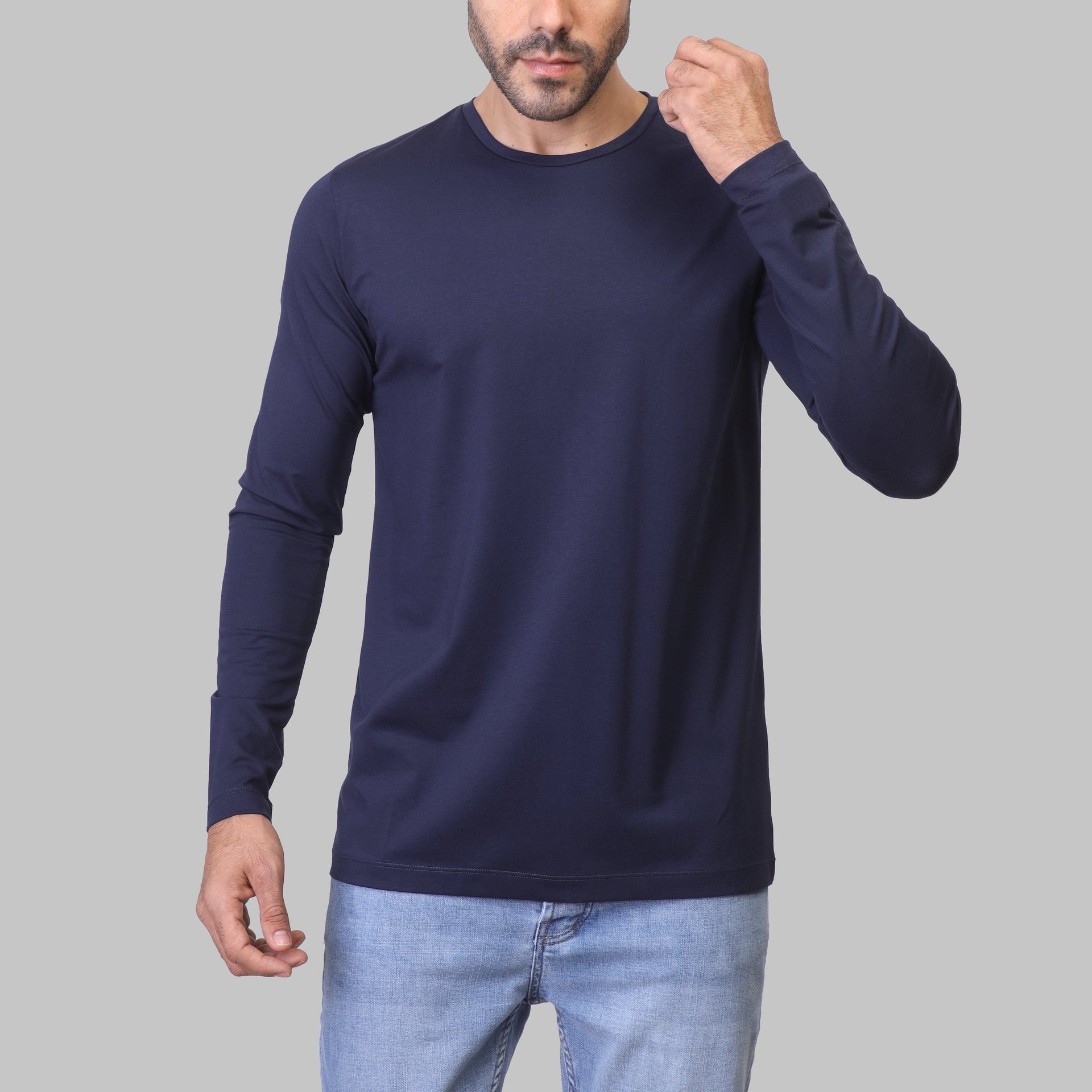 PREMIUM LONG SLEEVE SLIM T-SHIRT – NAVY - Dockland