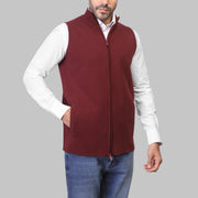 Cropped Vest with Zip  - BURGUNDY - Dockland